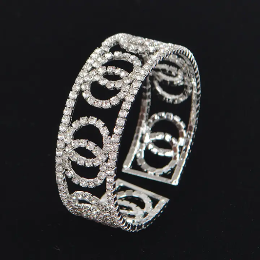 Double Circle Rhinestone Pave Bracelet