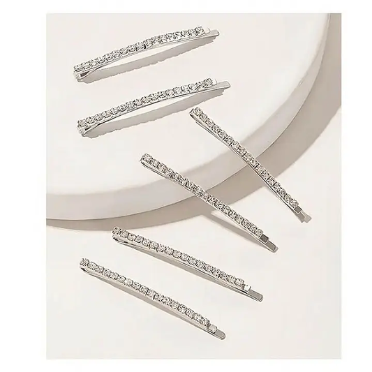 Rhinestone Bar Hair Pin Set of 6