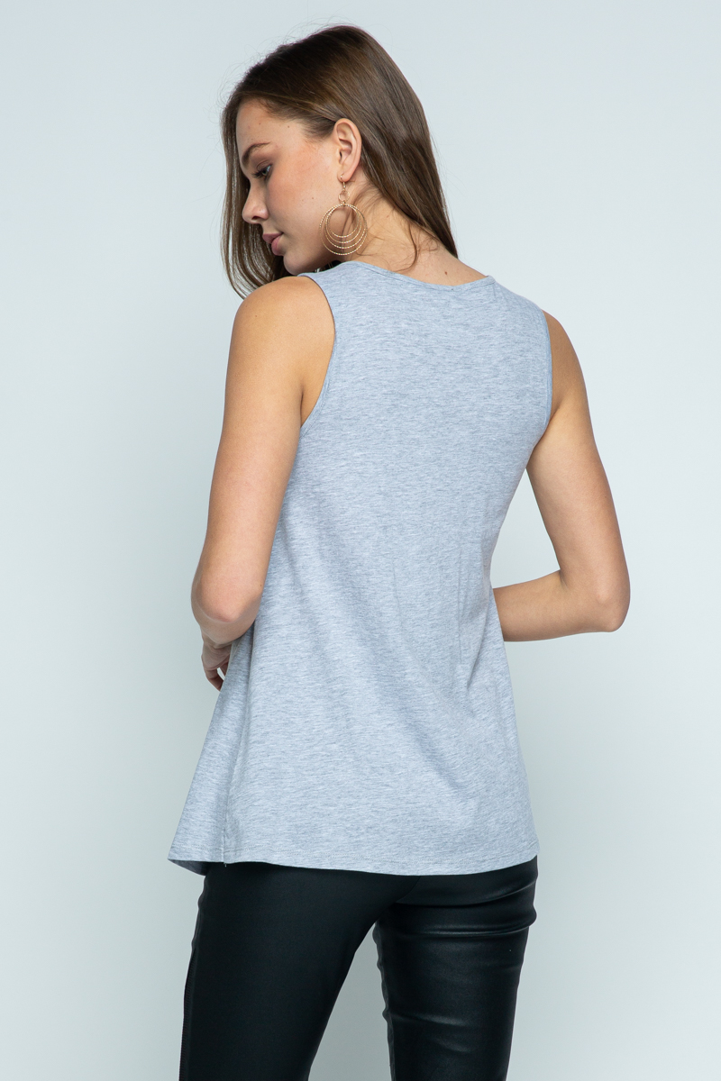 Sleeveless Top w/Studs - H Grey