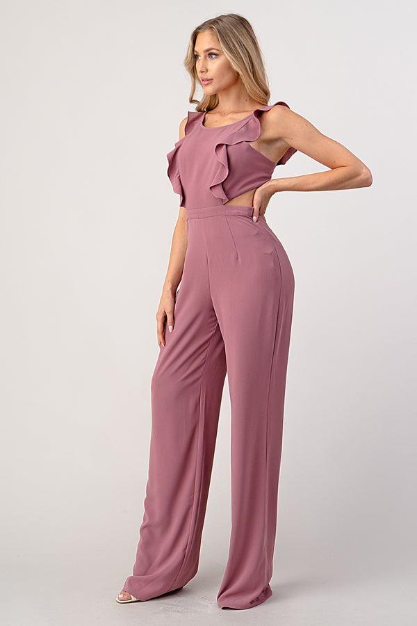 Blush Ruffle Cut-Out Jumpsuit