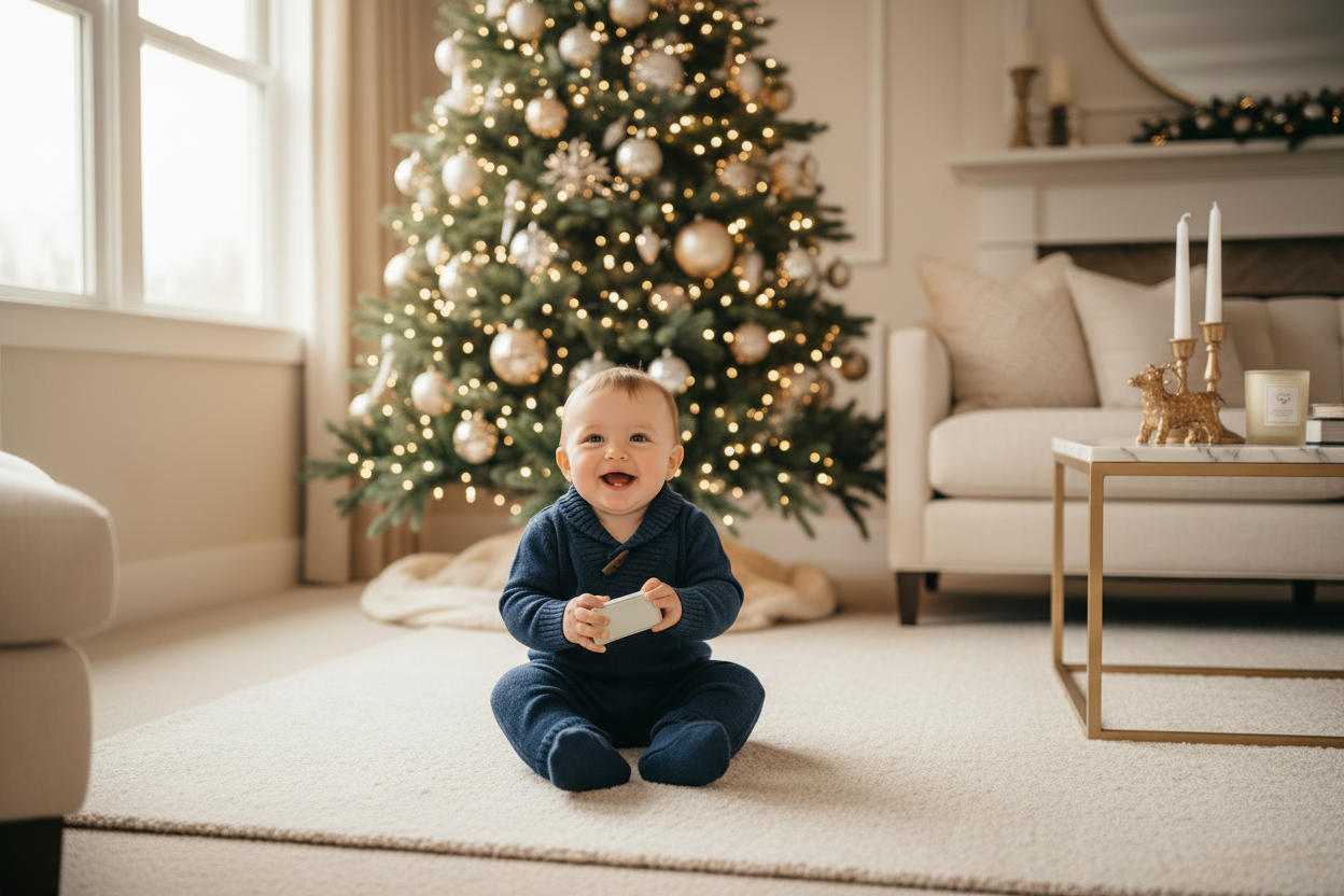 Navy Knit Baby Outfit Luxury Holiday Lifestyle