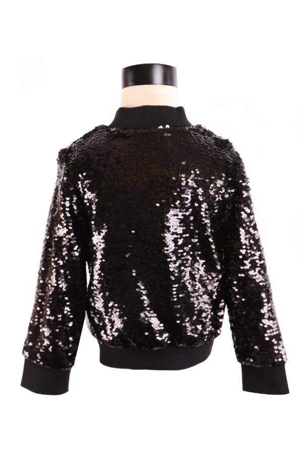 L/S Allover Sequin Zip-Up Jacket Black
