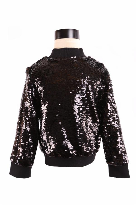 L/S Allover Sequin Zip-Up Jacket Black