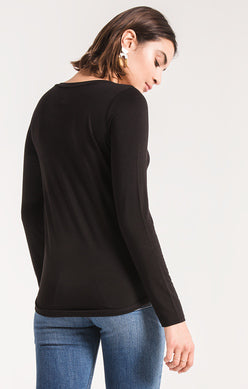 Twist Front L/S Tee Blk