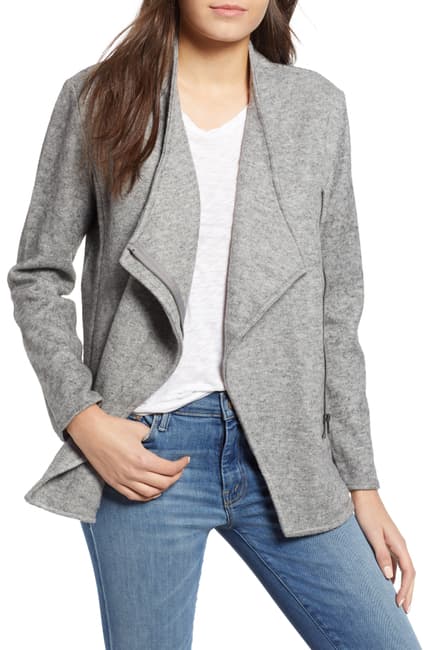 Knit Asymmetric Zip Jacket Heather Grey