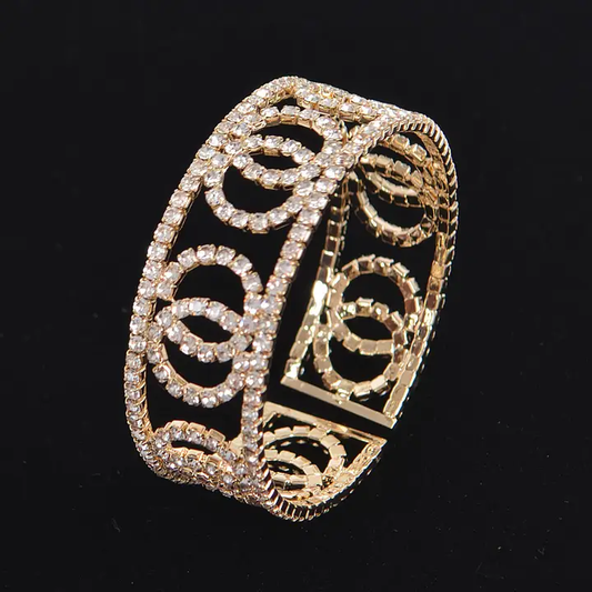 Double Circle Rhinestone Pave Bracelet