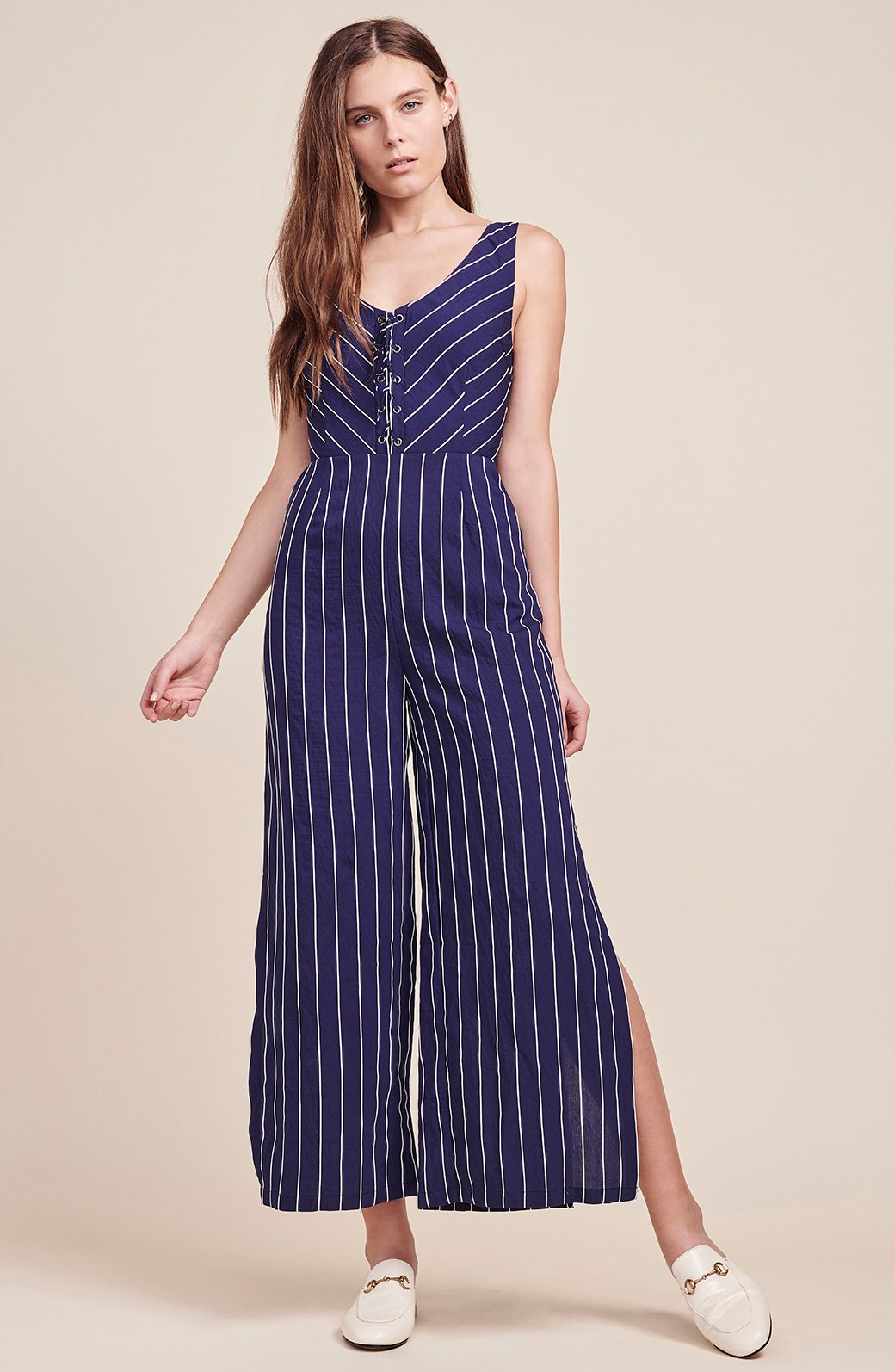 Embroidered Pinstripe Jumpsuit