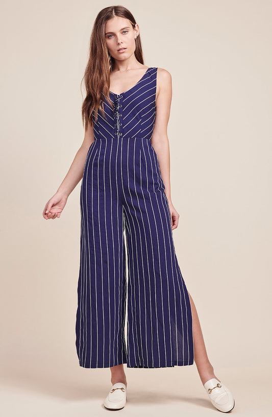 Embroidered Pinstripe Jumpsuit