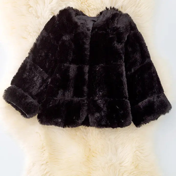 Girls' Black Faux Fur Cozy Jacket