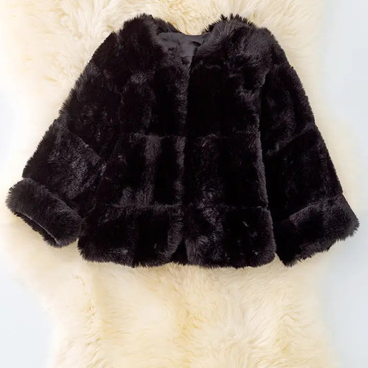 Girls' Black Faux Fur Cozy Jacket