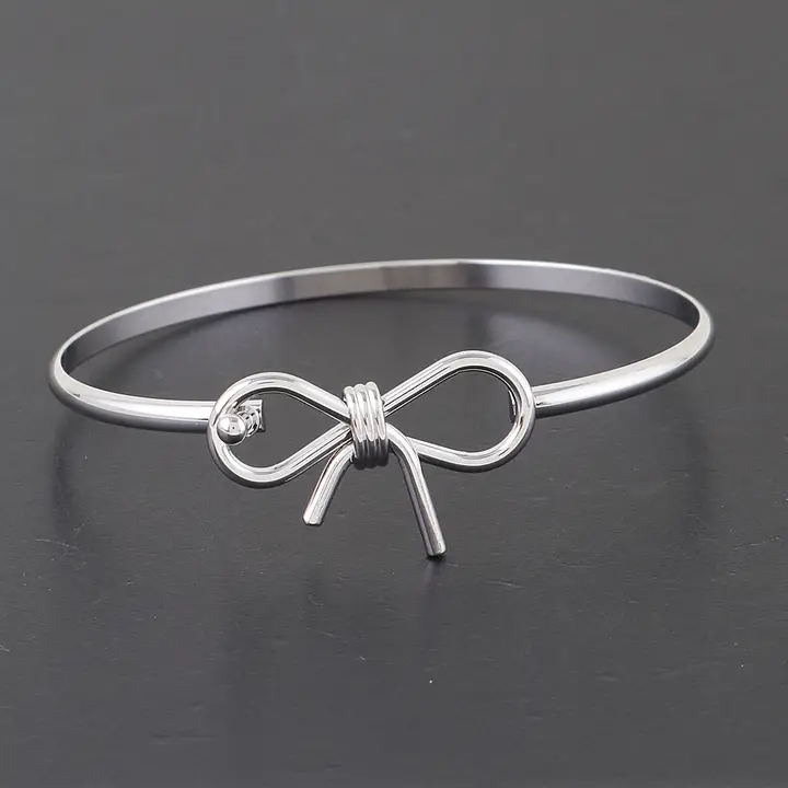 Thin Bow Bangle Bracelet