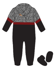 Baby Boys Sweater Knit Coverall w/Booties - Grey/Red/Blk