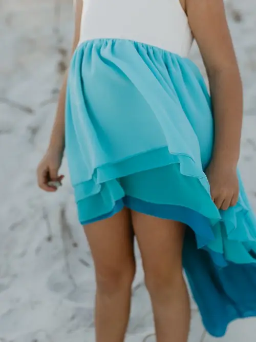 Girls' Hi-Lo Tiered Blue Ombre Dress