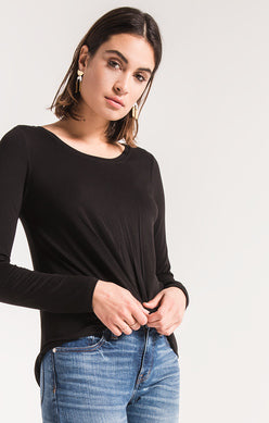Twist Front L/S Tee Blk