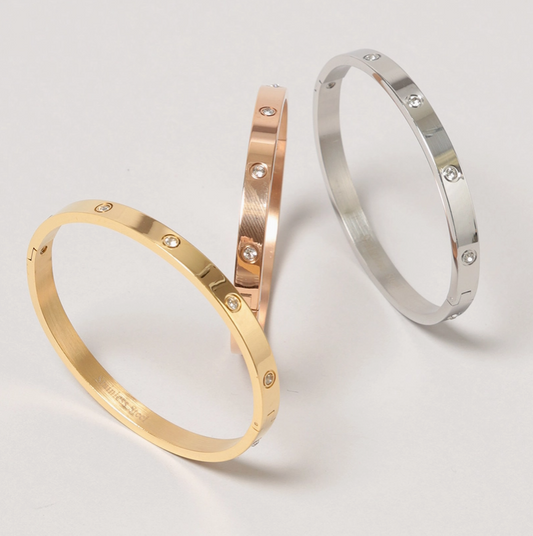 Stainless Steel Jeweled Bangle