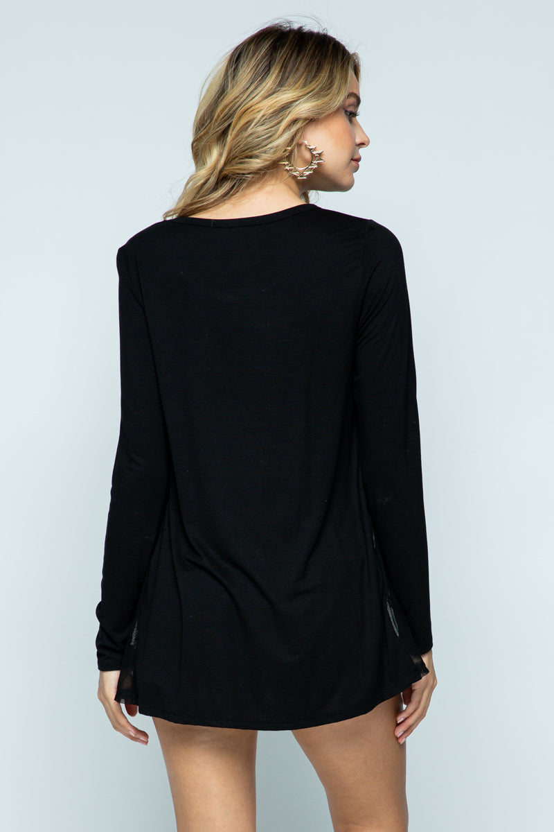 LS Top wStones Mesh Insert Blk 6070