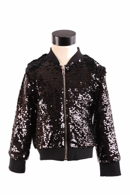 L/S Allover Sequin Zip-Up Jacket Black