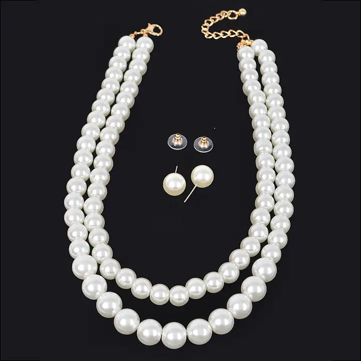 Double Layer Pearl & Earring Set