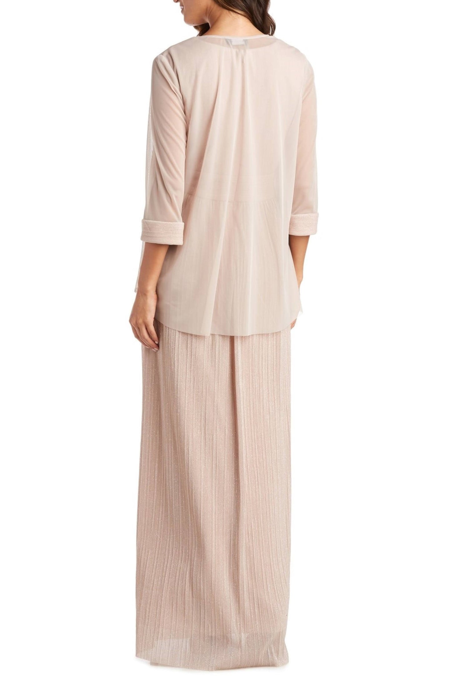 Shimmer Long Two-Piece Jacket Dress Champagne