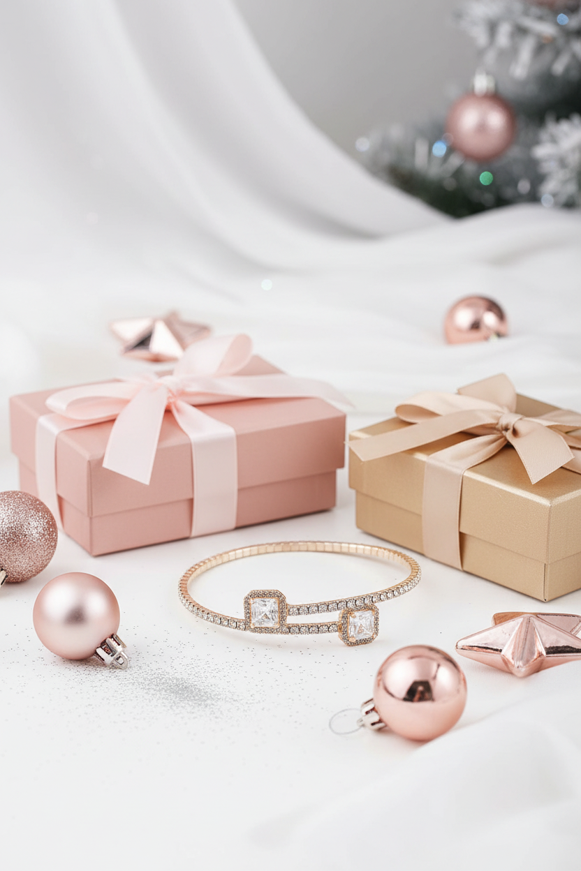 Rhinestone wrap cuff bracelets - holiday reel theme