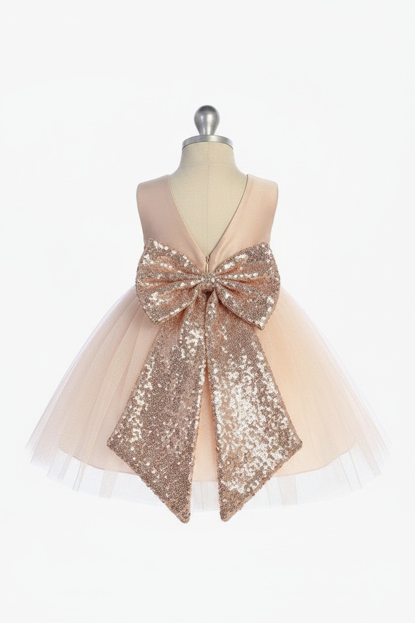 Rose Gold Back View with Dupioni Bodice