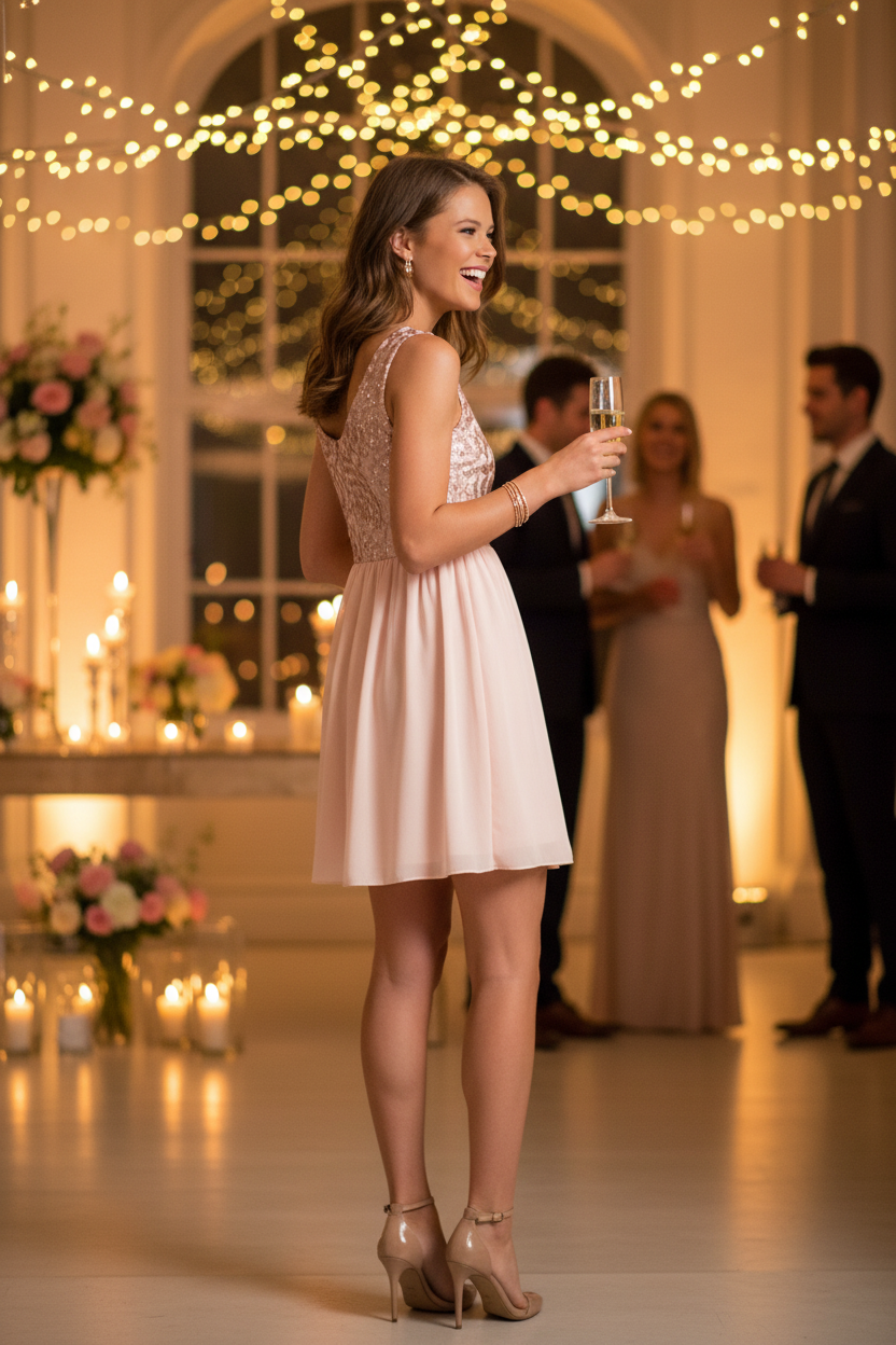 Rose Gold Sequin Dress - Cocktail Party