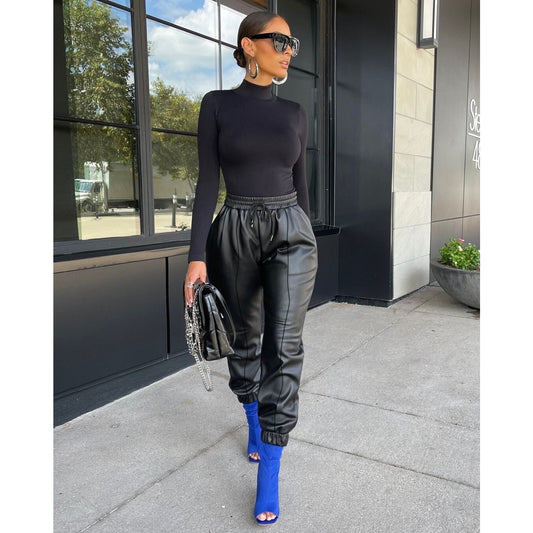 Faux Leather Jogger