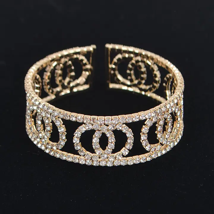 Double Circle Rhinestone Pave Bracelet