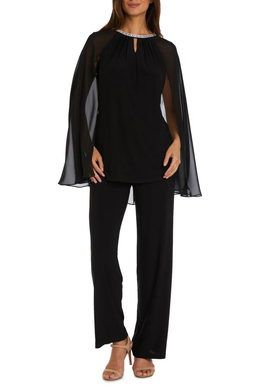 Embellished Sheer Cape 2-Piece Set