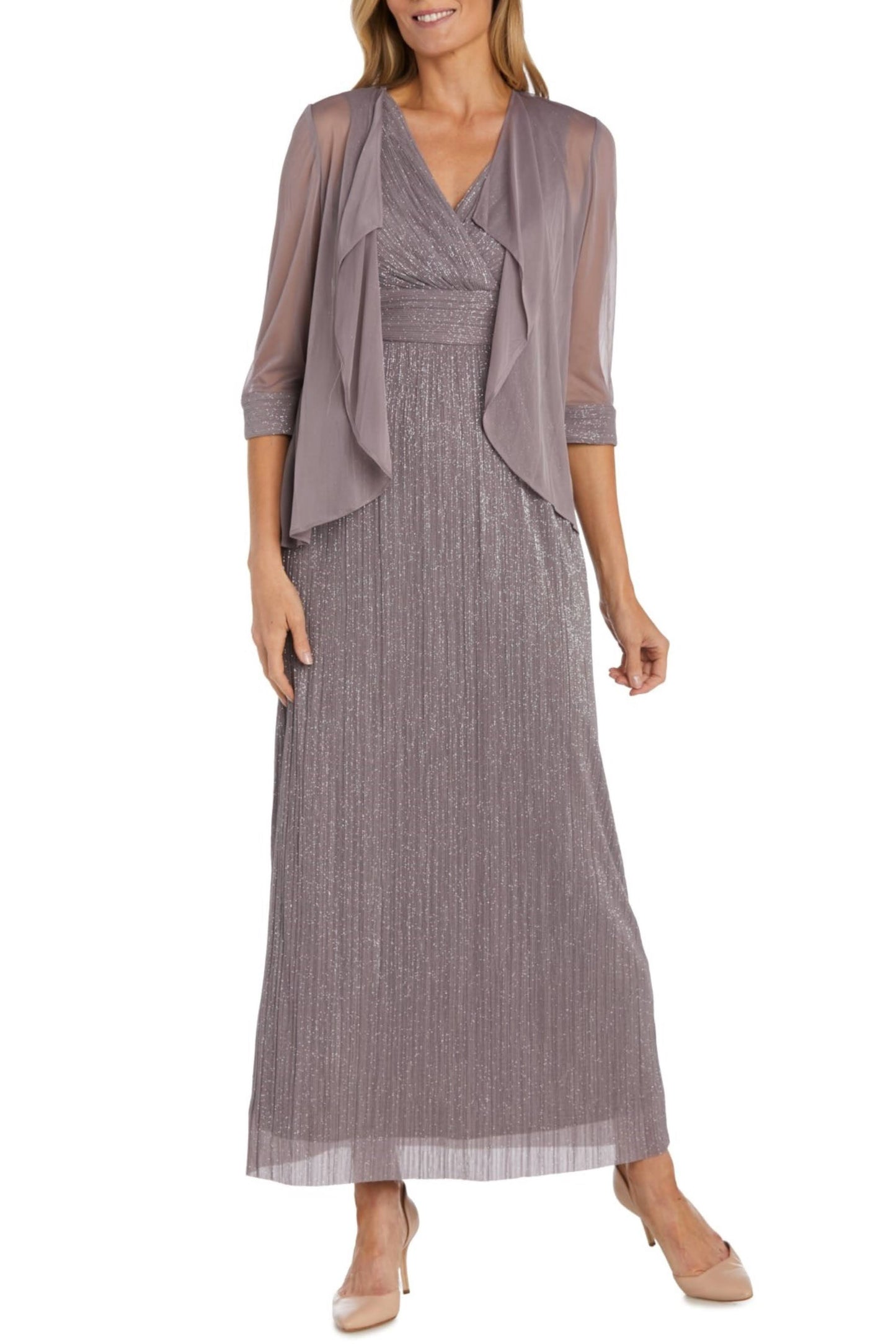 Mauve Shimmer Two-Piece Gown & Jacket Set | Mother of the Bride Dress
