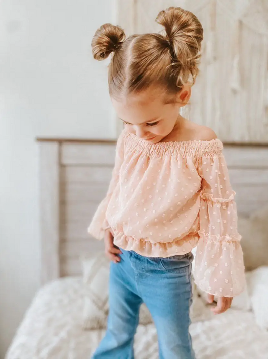 Mommy & Me Peach Off-the-Shoulder Top - Tween