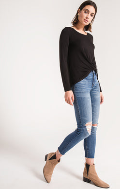 Twist Front L/S Tee Blk
