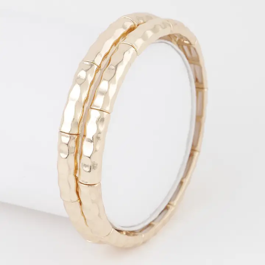 Double Hammered Bracelet Set
