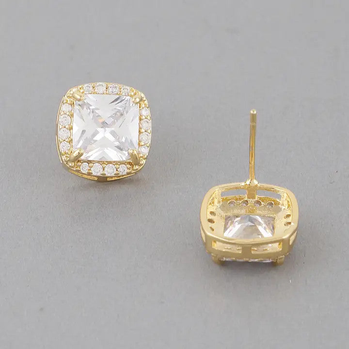 Embedded Cubic Rhinestone Stud Earrings
