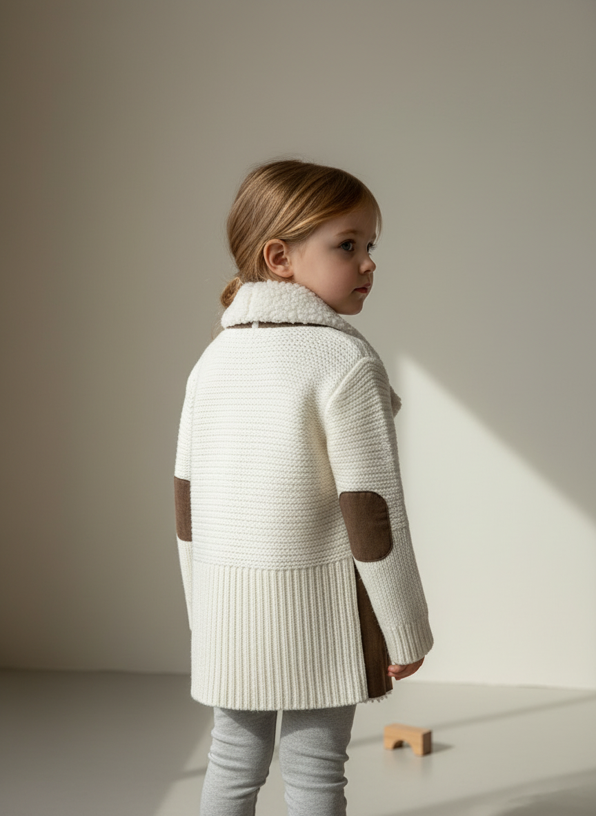 Toddler wearing sherpa jacket back minimalist