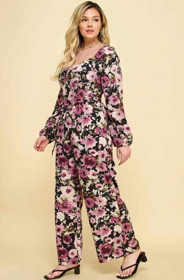 Floral Smocked Jumpsuit PLUS