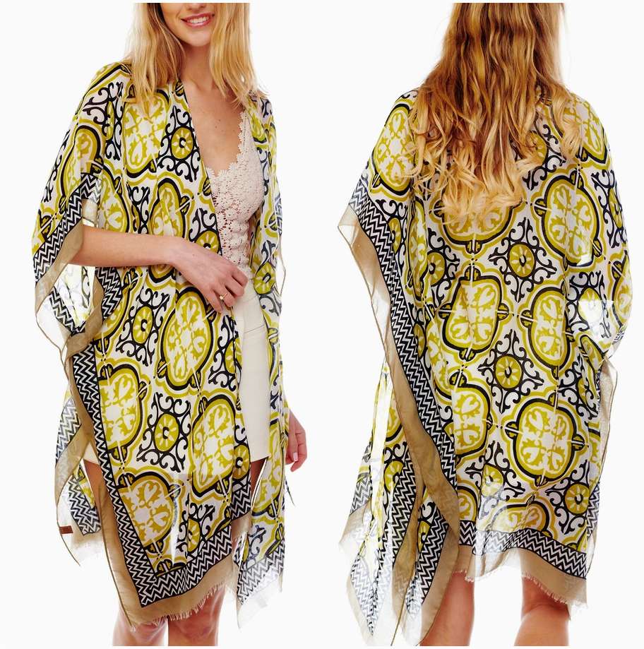 Talavera Print Kimono Cover-Up