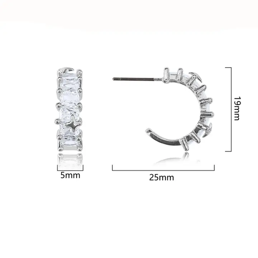 Cubic Zirconia Square Cut Hoops