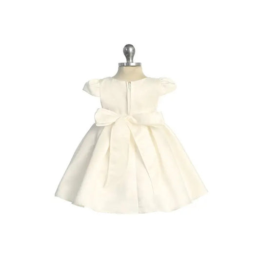 Infant Pleated Dress w/Pearl & Rhinestone Trim Ivory