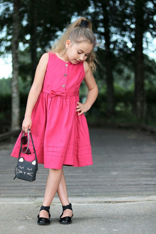 Girls' Cotton Dress - Faded Cardinal Red