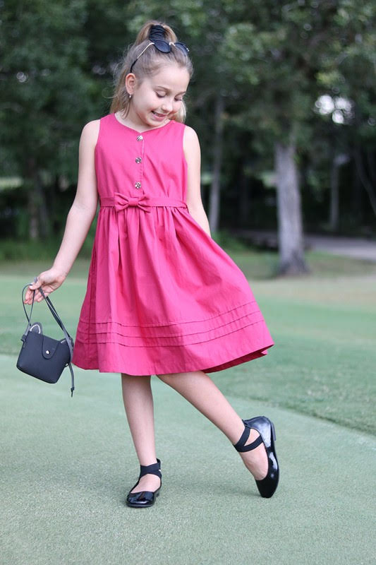 Girls' Cotton Dress - Faded Cardinal Red
