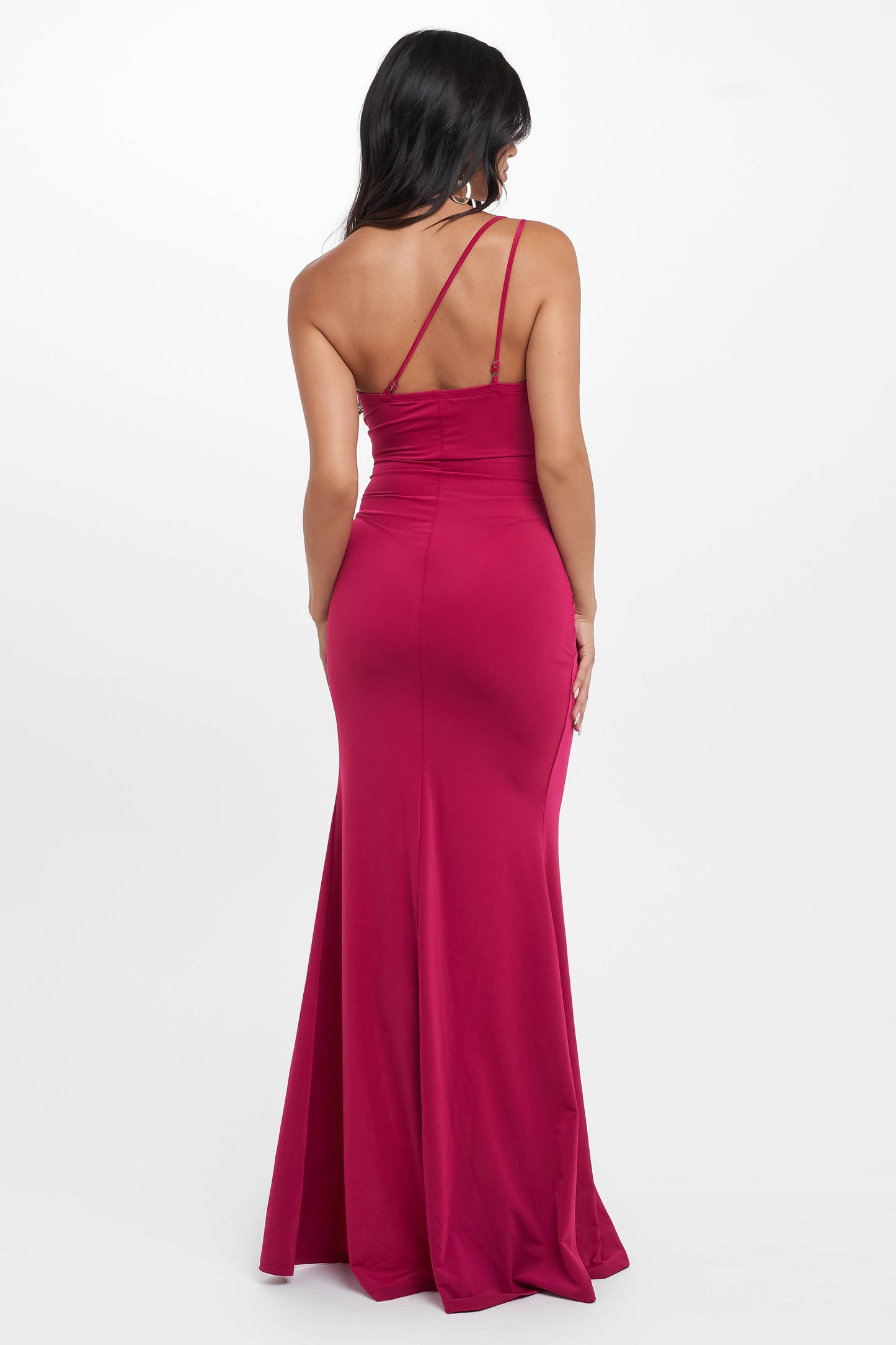 One Shoulder Ruched Goddess Gown