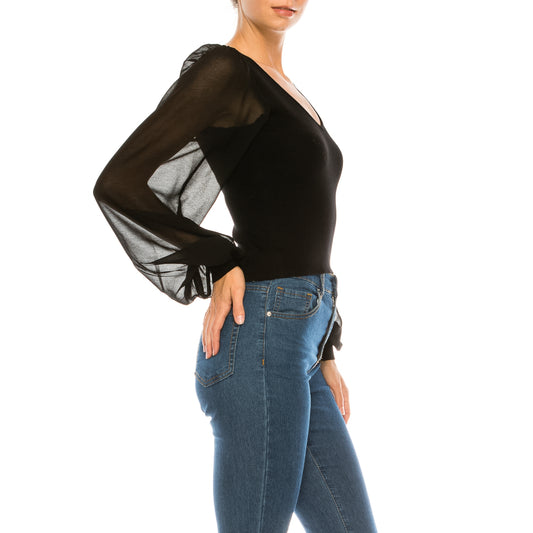 Chiffon Bubble Sleeve Sweater Top