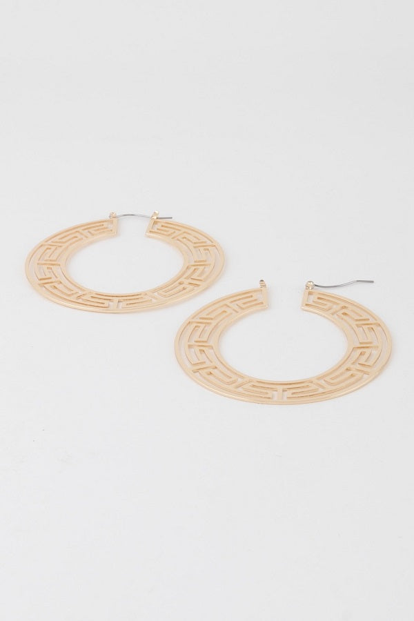 Flat Greek Key Hoop Earrings