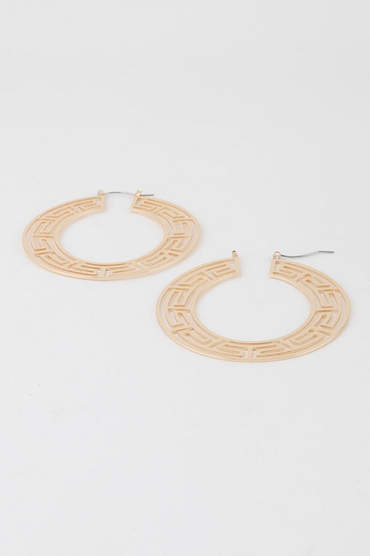 Gold Flat Greek Key Earrings