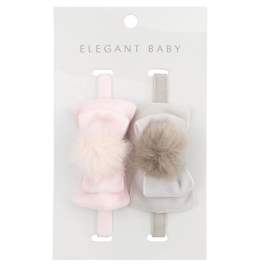 Velvet Bow Gry Pnk