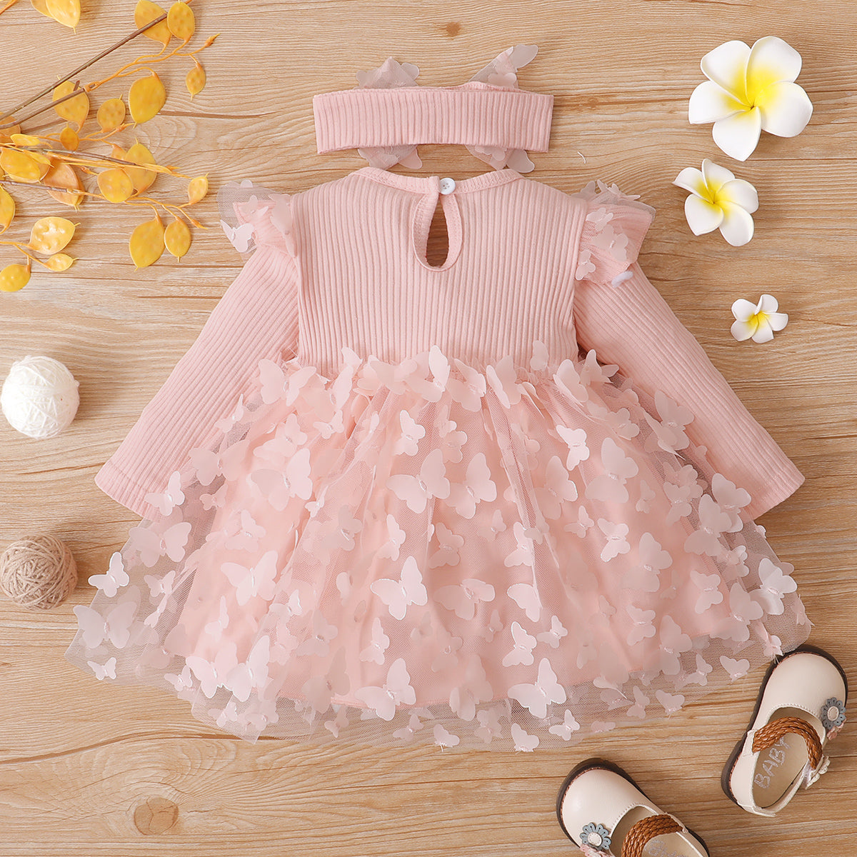 Baby Girl 3D Butterfly Mesh Dress Set