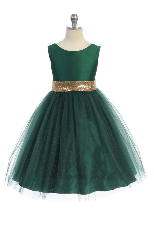 Girls' Sequin V-Back w/Bow Dress