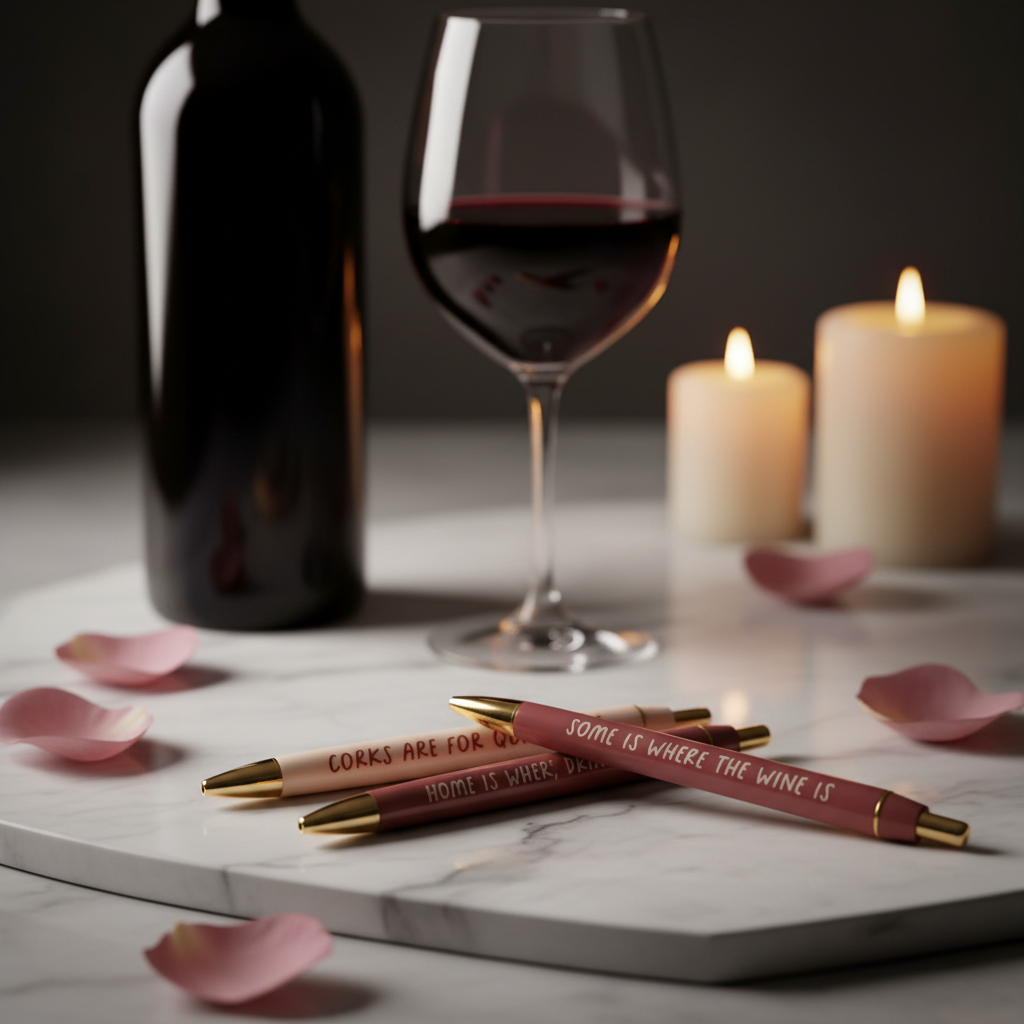 Wine Lovers Pens - Wine Glass & Bottle