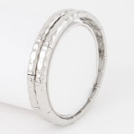 Double Hammered Bracelet Set